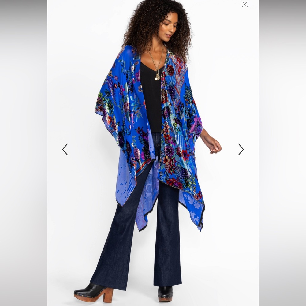 Johnny Was Blu Dreamer Burnout Velvet Shawl